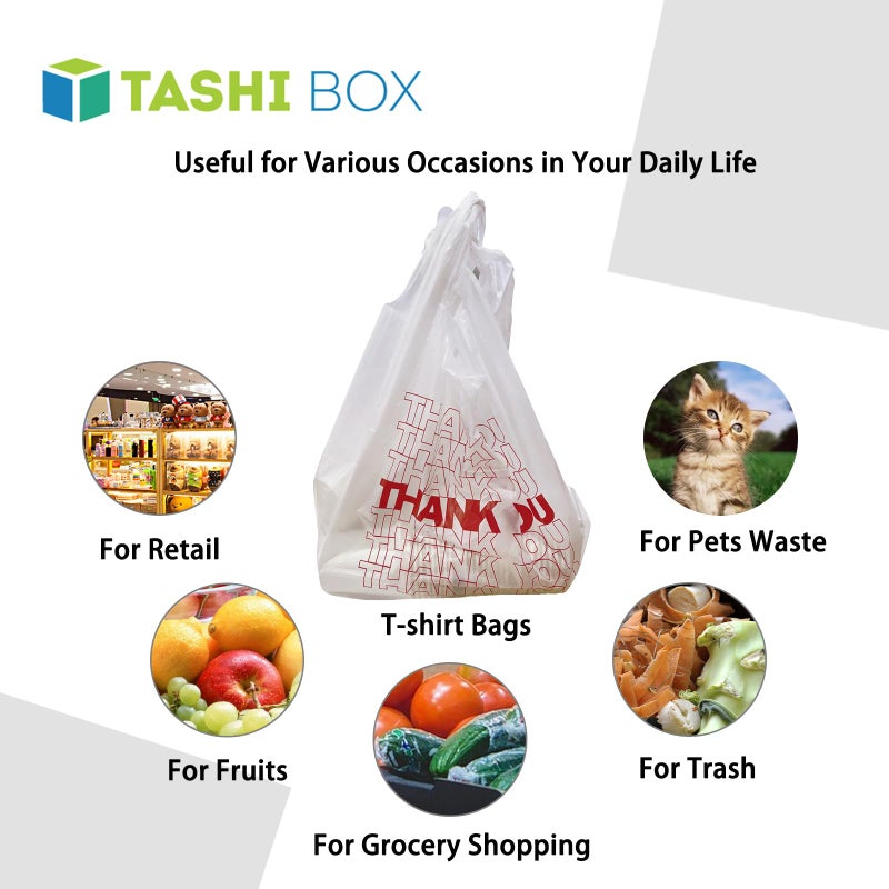 TashiBox Shopping Bags/Thank You Bags/Reusable and Disposable Grocery Bag - Measures 11.5"" X 6.25"" X 21"", 15mic, 0.6 Mil (308)", transparent (Bag-308) - Image 5